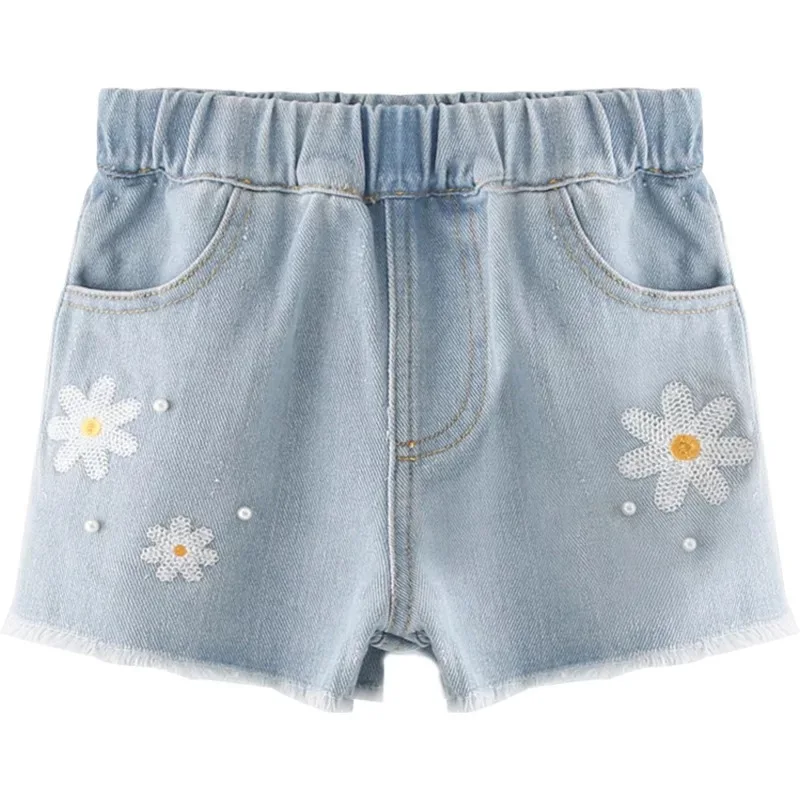 Джинсовые шорты с вышивкой для детей и девочек в новой корейской версии 2019 летняя