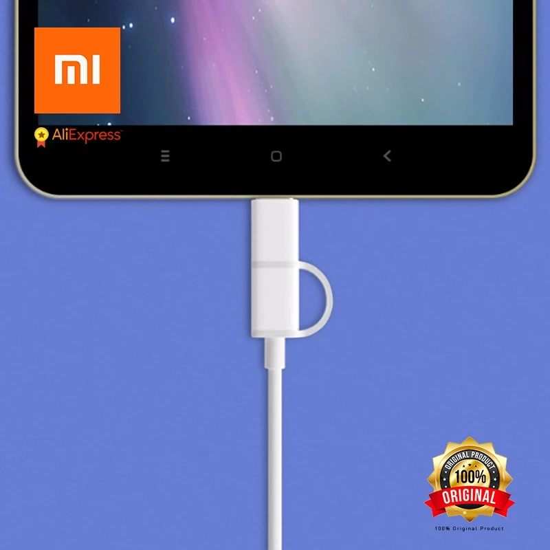 Оригинальный кабель Xiaomi 2 в 1 Micro USB Type C для быстрой синхронизации данных TypeC