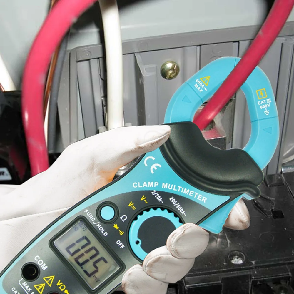 

Handheld Digital Auto Range Clamp Multimeter AC DC Voltage Current Resistance Diode Continuity Tester Meter