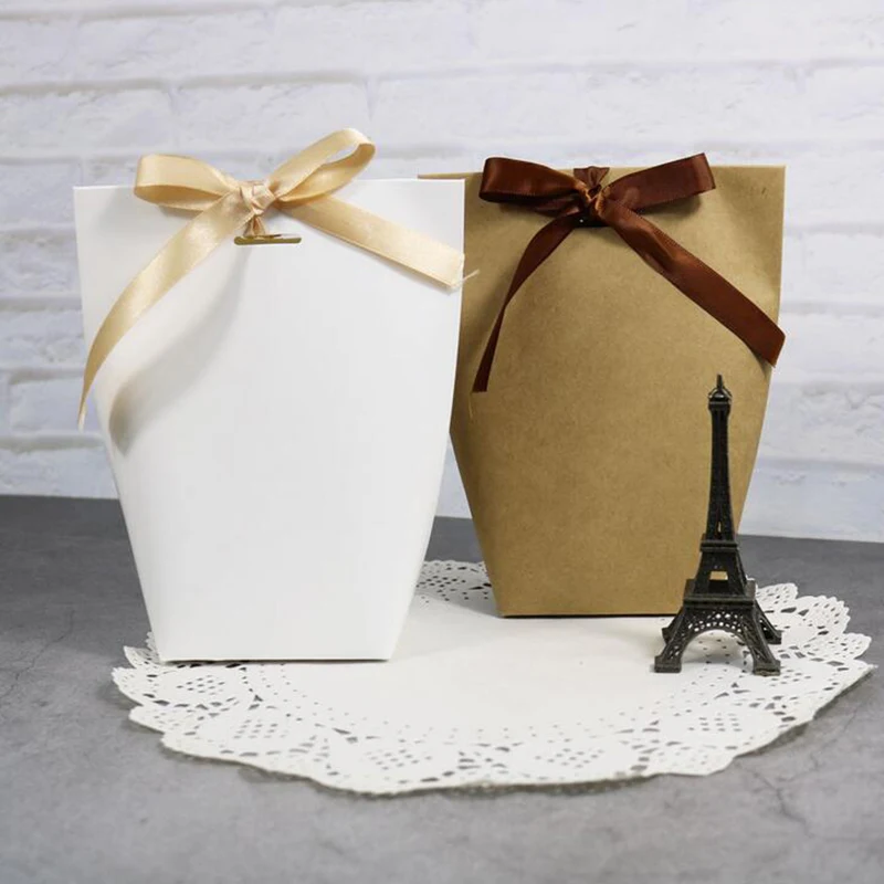 5pcs пустая белая крафт бумага черный бумажный пакет коробка конфет DIY для