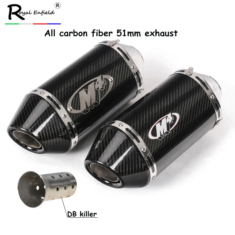 38-51 мм Moto rcycle Carbon глушитель труба Exhuast escape moto 200cc 250cc 300cc 400cc 500cc 600cc 750cc R1 MT07 MT-09 R6 R3 |