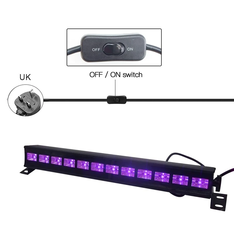 УФ светодиодная панель 12Ledx3W с черными лампами в металлическом корпусе для