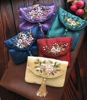 porte bijoux joyero organizador random 5pcsset retro embroidery satin tassel zipper jewelry bag classical ancient wind purse