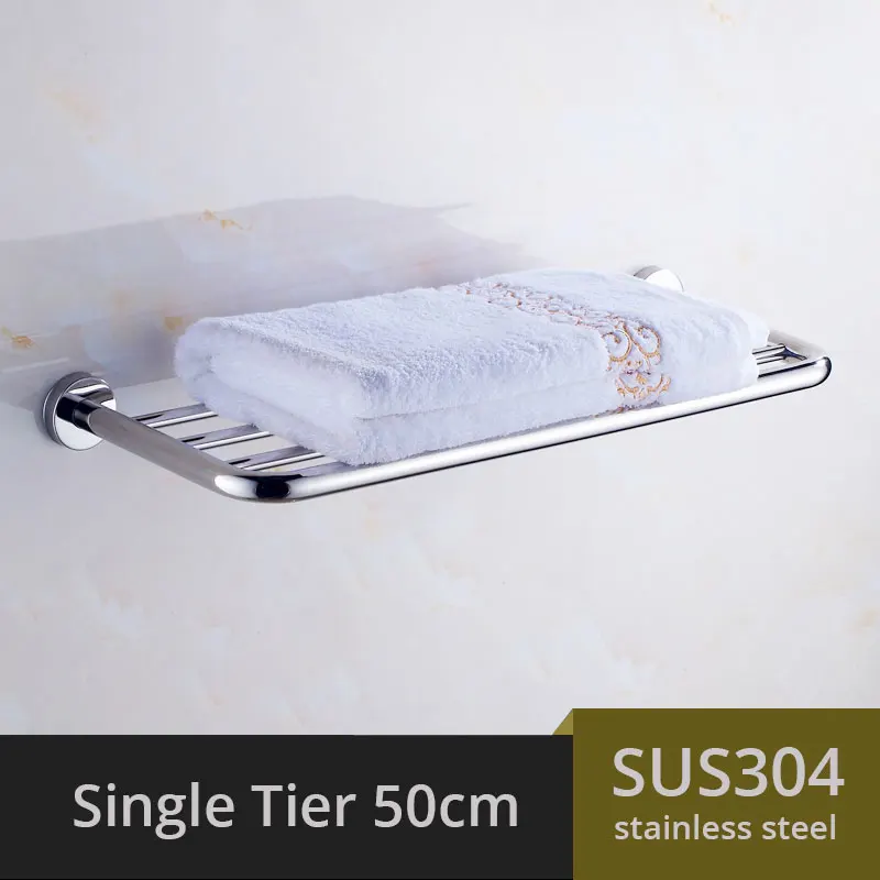 Single Tier 50CM Meifuju sus304 Нержавеющая сталь Ванная комната Полотенца стойки один двойной тройной Вешалки для полотенец простой Стиль Полотенца полки Ванная комната полки mfj70 - Цвет: Single Tier 50CM