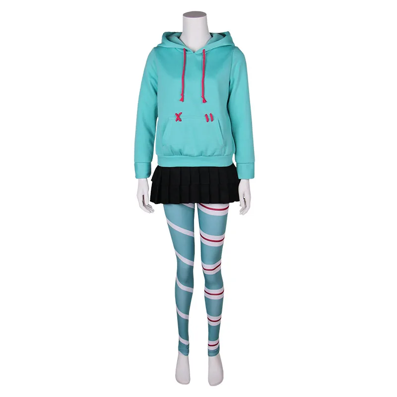 

Movie Wreck-It Ralph 2 Cosplay Costume Vanellope von Schweetz Girl Kids Hoodies Skirt Leggings Women Halloween Costume Sets