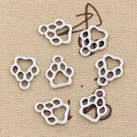 50pcs charms dog paw 13x11mm antique bronze silver color plated pendants making diy handmade tibetan bronze silver color jewelry