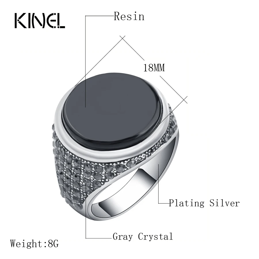 Модное черное мужское кольцо Kinel в стиле панк винтажные ювелирные изделия