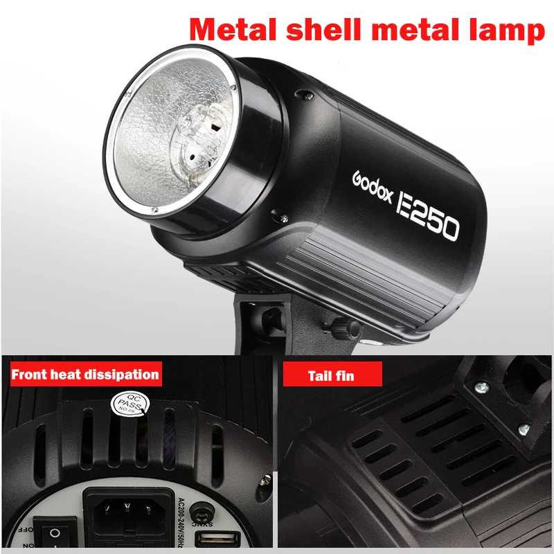 Godox E250 250Ws Фотостудия вспышка стробоскоп светильник + 50x70 см софтбокс 180 подставка