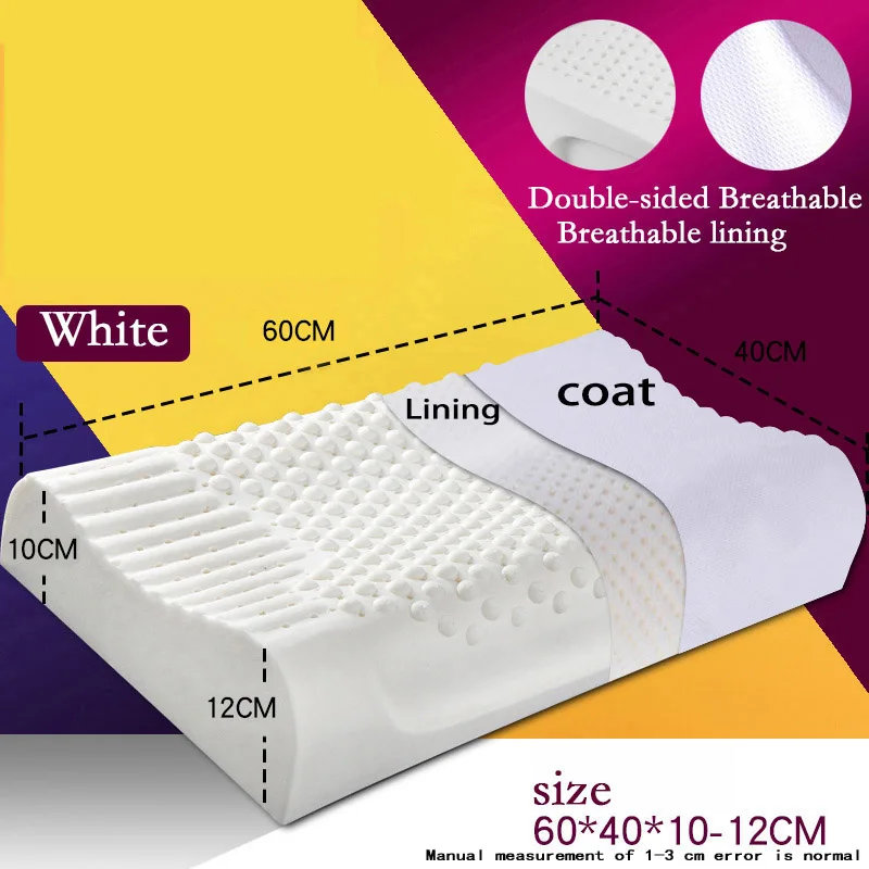 Large white Подушка для шеи из натурального латекса Ортопедическая подушка для защиты шейного отдела тела Подушка для сна забота о здоровье массаж медленный отскок Подушка для снятия боли - Цвет: Large white