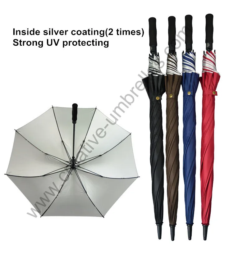 3pcs/lot free diameter 130cm anti-thunder anti-rust fiberglass auto open shoulder belts pongee silver coating golf umbrella | Дом и сад