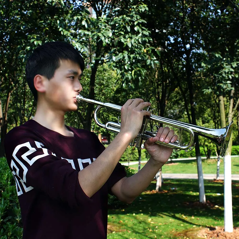 Высокое качество Посеребренная Bb B плоская Труба латунь изысканный с мундштуком