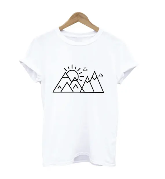 

Mountains sun Print Women t shirt Cotton Casual Funny tshirts For Lady Top Tee Hipster Drop Ship Z-506