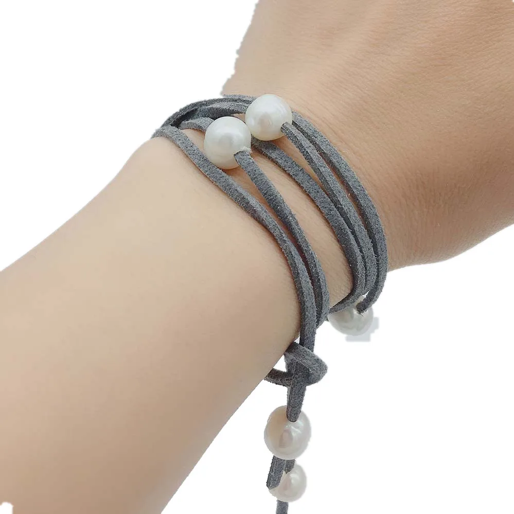 LJHMY Natural Genuine Freshwater Potato Pearl Fringe Wrap Bracelet Long Suede Soft Real Pearls Beads Bracelets Women For Summer | Украшения