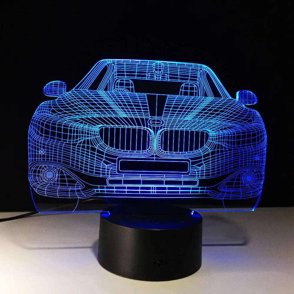 Креативный 3D LED автомобиль 7 цветов меняющая лампа Luminaria визуальный ночник для