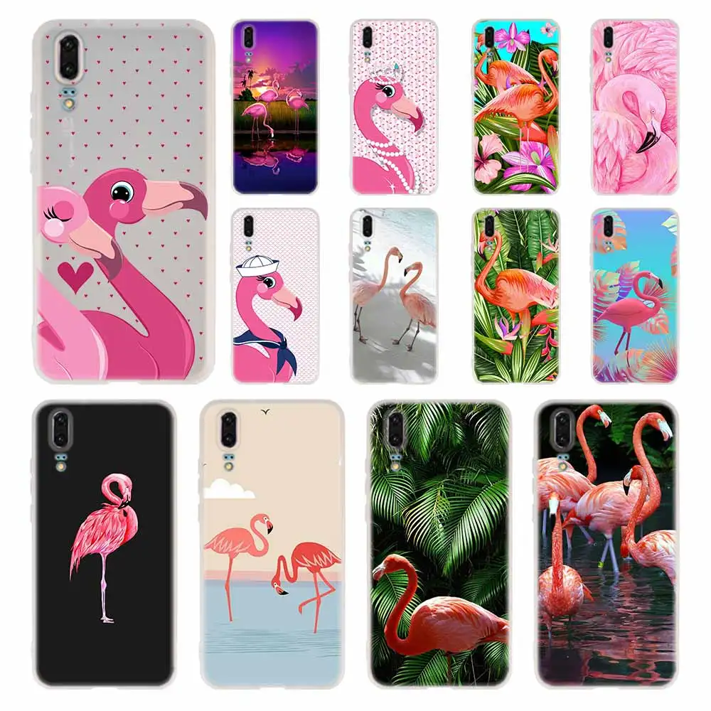 Розовый силиконовый чехол с фламинго мягкий для Huawei P50 P40 P10 P20 P30 Lite Pro P Smart Z 2020 2019 -