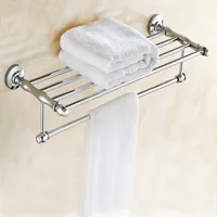 Chrome Polished Bathroom Wall Mounted Towel Rail Holder Shelf Storage Rack Double Towel Rails Bar Bathroom Hotel KD530