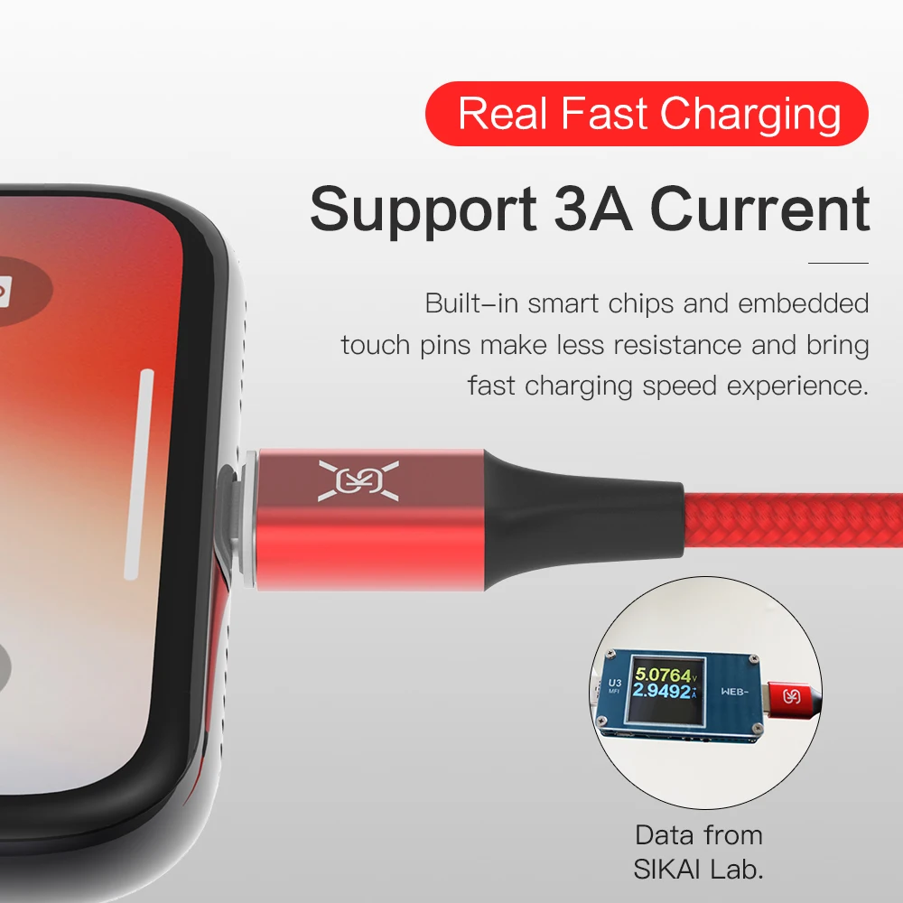 2 упак. SIKAI Новый Магнитный оплетеный нейлоновый Дата-кабель Магнит Micro usb Android USB C