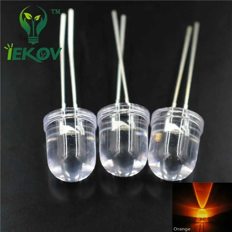 Светодиодные лампы 10 мм круглые оранжевые/Янтарные 100 шт. | Лампы и освещение