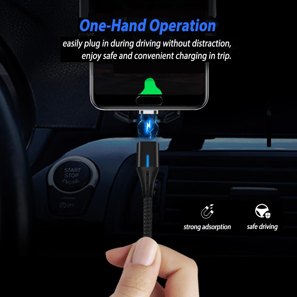 Магнитный кабель Micro Usb C со светодиодной подсветкой для быстрой зарядки Samsung S9 S10