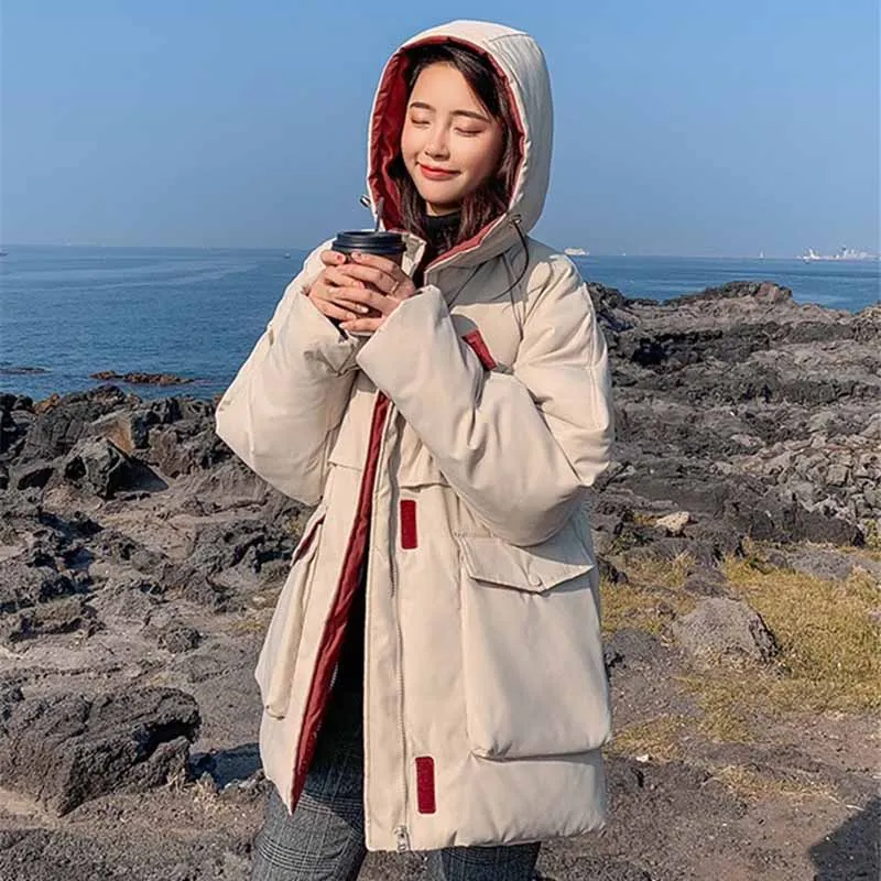 Winter parkas women large size Loose cotton-padded jacket hooded students outerwear short down cotton jackets big pocket G442 | Женская