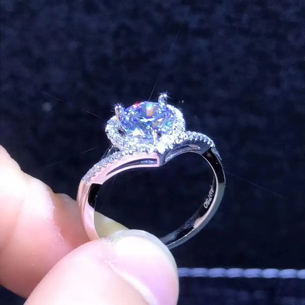 Женское кольцо из серебра с муассанитом 1ct D VVS|Кольца| |