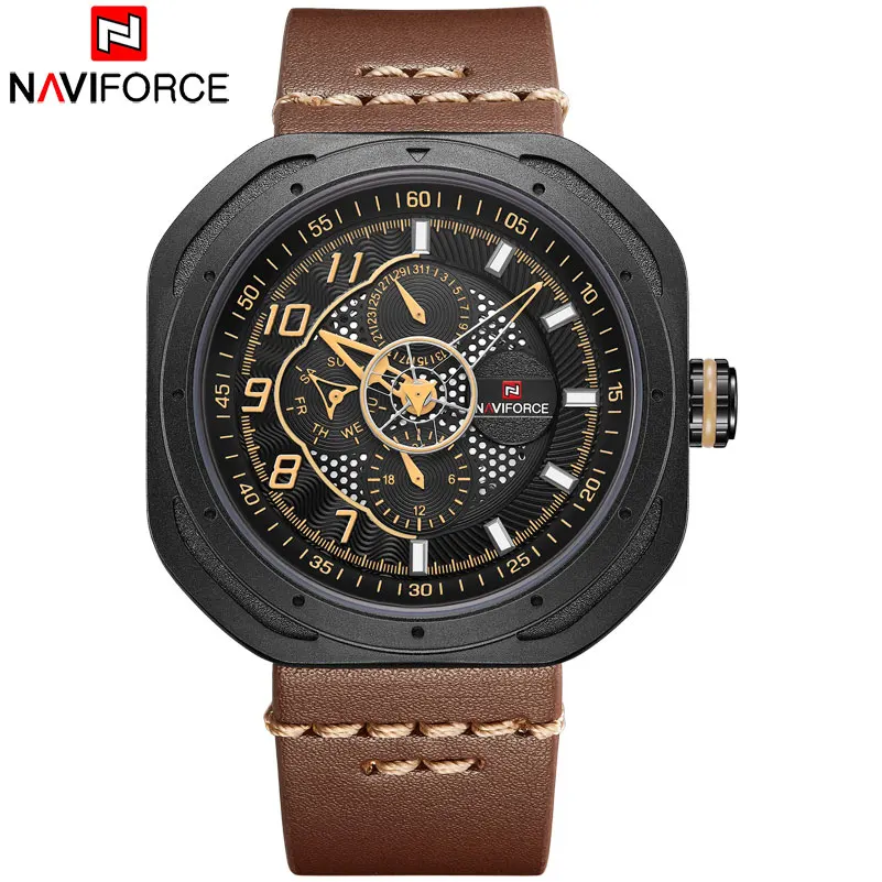 NAVIFORCE Мужские кварцевые часы 2018 топ бренд спортивные с отображением даты и недели