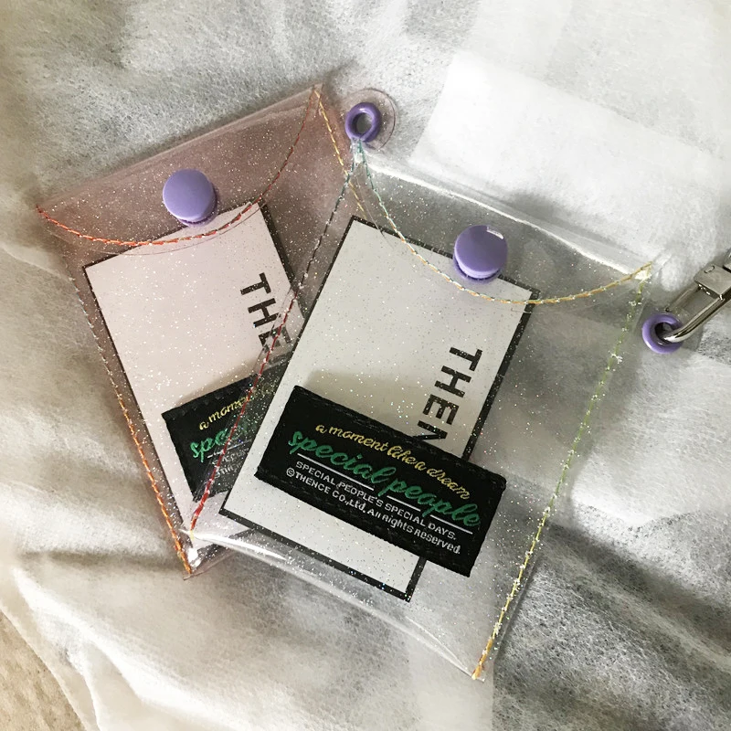 Блестящий Прозрачный ID держатель для карт бумажник мешочек помады из ПВХ с