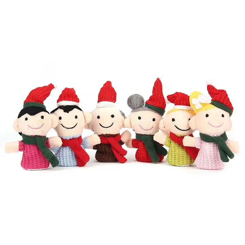 

6pcs/ set Finger Puppets Toys Christmas Set Soft Plush Family Puppets Baby Stories Helper Fingers Toys Set Xmas Gift for NSV775