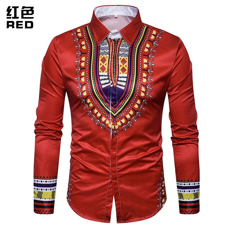 Мужская одежда рубашка Blusas новая печать мужская повседневная с длинными