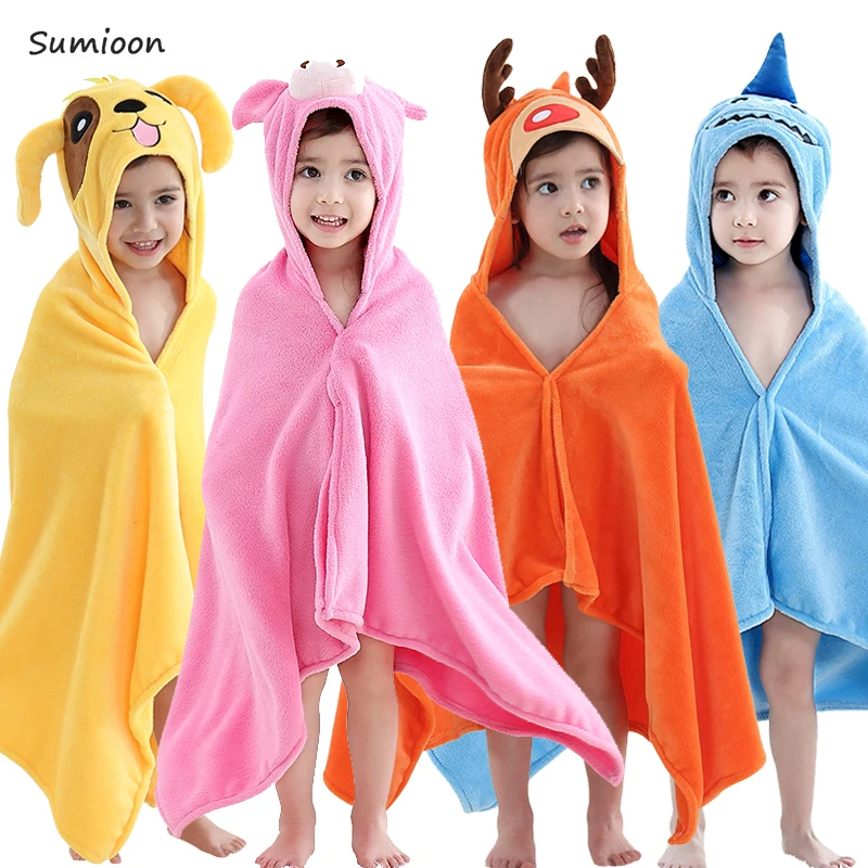 Милые детские халаты для девочек пижамы детское пляжное полотенце с капюшоном в
