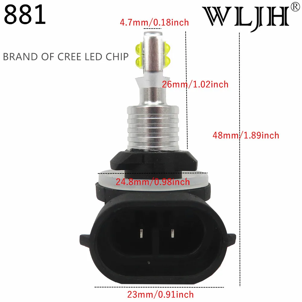 WLJH 2x яркий 6000 К ксеноновые Белый 12 В 24 1000lm C'REE чип H27 881 светодио дный лампы