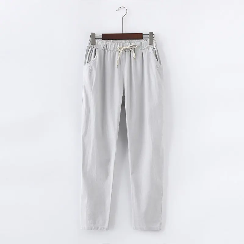 Яркие цвета, летние женские штаны на шнуровке, Pantalon Femme, хлопковые льняные спортивные штаны, повседневные штаны-шаровары, женские брюки C5212