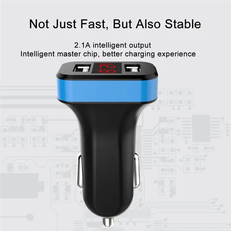 Автомобильное зарядное устройство с двумя USB портами 2017 а цифровым дисплеем|cigarette