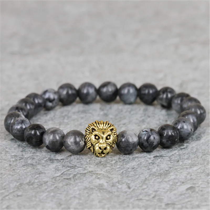 Новинка 2017 года дизайн Для Мужчин's Браслеты 8 мм Серый лабрадорит камень