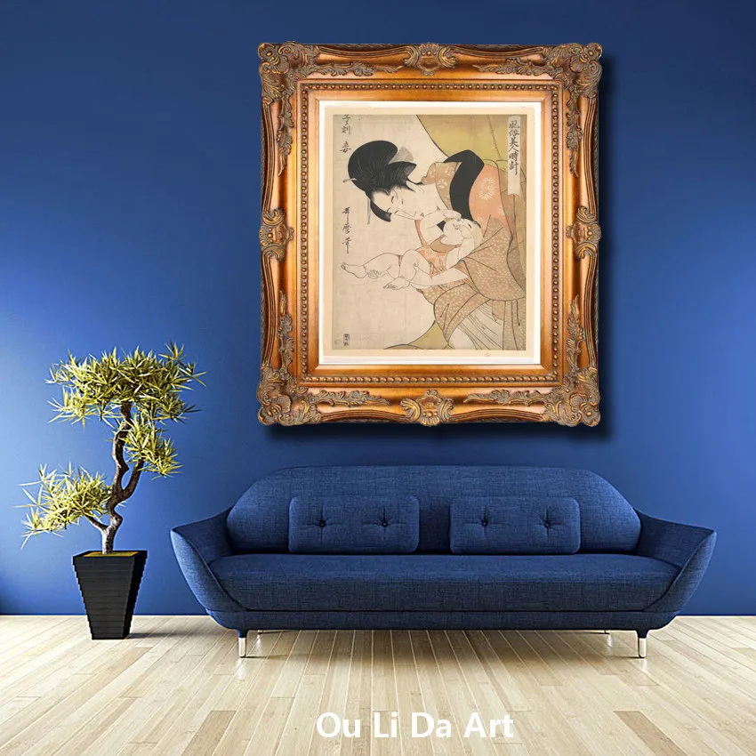 Классическое японское кимоно для мамы и ребенка картина маслом холст печатные
