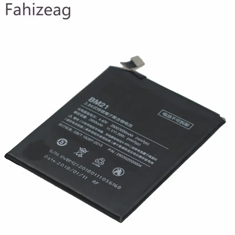 Fahizeag 2 шт. 2900 мАч / 11,1 Втч BM21 BM 21 заменяемая литий-полимерная батарея для мобильного телефона Xiaomi Mi Note 3GB.