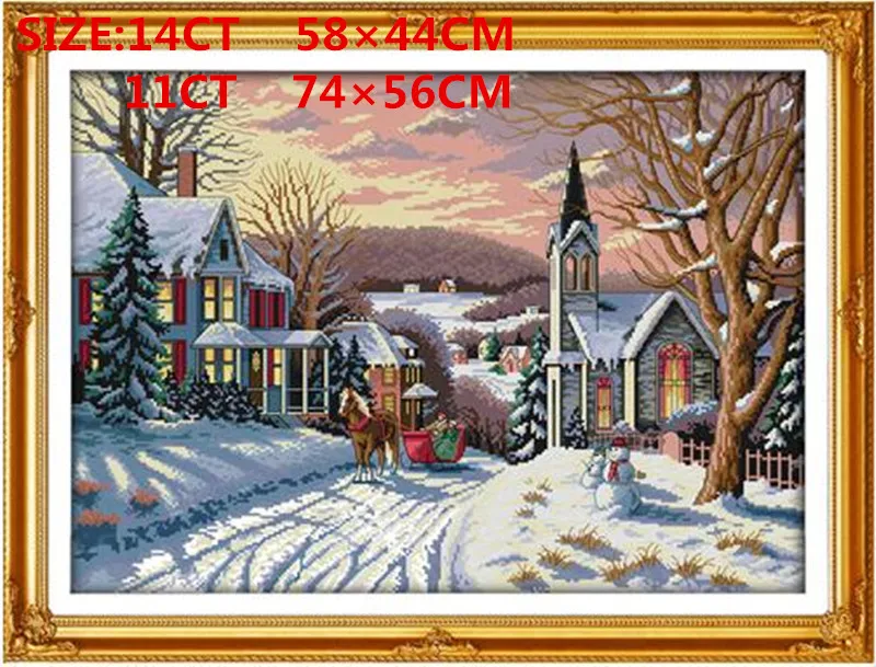 Snowscape пейзаж DIY Набор для вышивания крестиком 11CT 14CT DMC Chinses Счетный Набор для вышивания крестиком для вышивания ручной работы