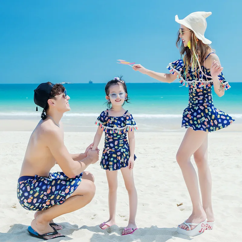 2019 бикини для мамы и дочки купальники семейный костюм купания одежда шорты отца