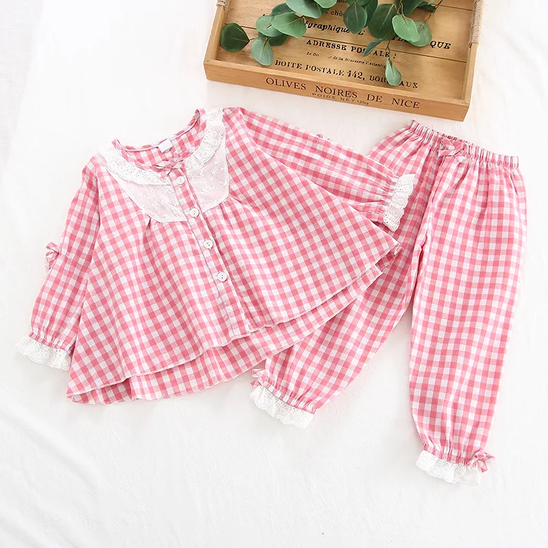 Корейская клетчатая детская одежда для малышки длинные штаны домашний костюм с