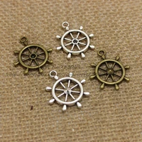 40pcslot vintage mini rudder charms pendants findings two color pendants jewelry making 2528mm t0372