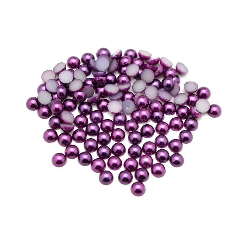 Purple 600 шт./лот, 3 мм, разноцветные полукруглые жемчужные бусины из АБС-пластика с плоской задней поверхностью, сделай сам, для одежды, сумки для ногтей, скрапбукинга, материалы для рукоделия LX475 - Цвет: Purple