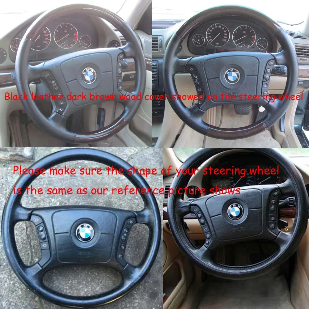 Кожаная обложка руля из коричневого дерева для BMW 1996-2001 E38 728i 730i 740i 740iL 750iL E39 520i 525i