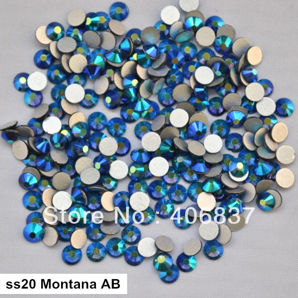 

Free Shipping! 1440pcs/Lot, ss20 (4.8-5.0mm) Montana AB Flat Back Non Hotfix Glue On Nail Art Rhinestones