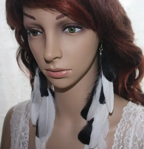 96B1-17 Черный и Белый Серьги Пера Ювелирных Изделий 1 Пара Lhf140412 | Украшения