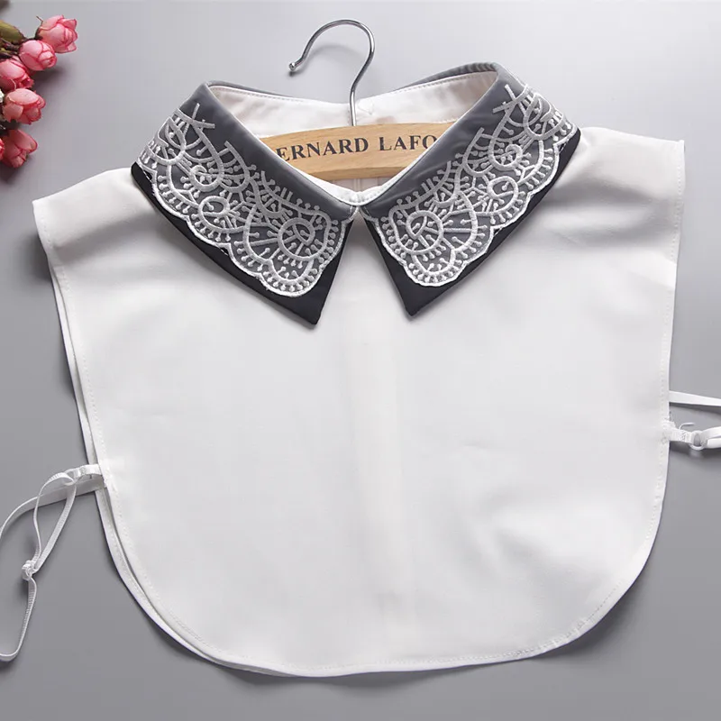 

YSMILE Y Fashion New Women Chiffon Lace Fake Collar Personality White Adjust Shirt Sweater Remove Detachable Collar For Female