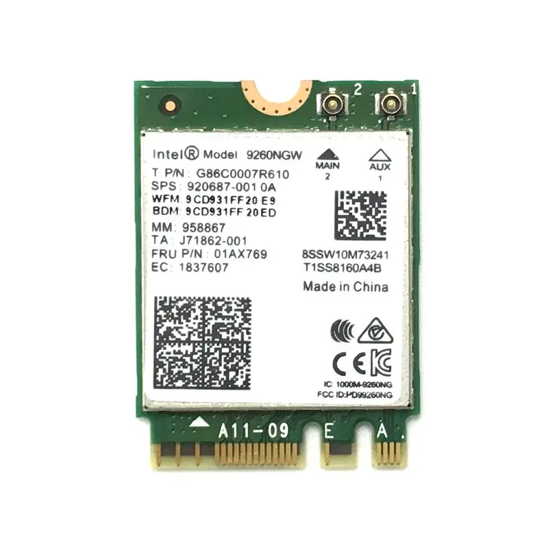 Настольный компьютер беспроводной Intel 9260 9260ac двухдиапазонный 1730 Мбит/с MU-MIMO Windows 10 WiFi Bluetooth 5,0 игровая Wlan PCI-E 1X карта