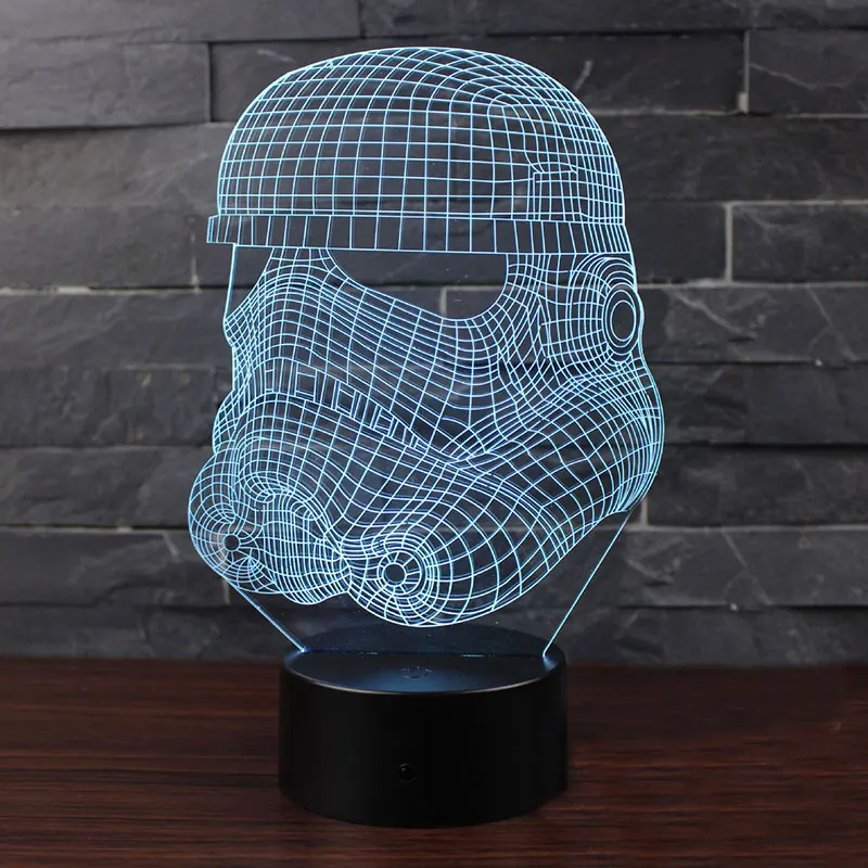 Персонажи белая рыцари 3D лампа светодиодный светильник 7 цветов изменение