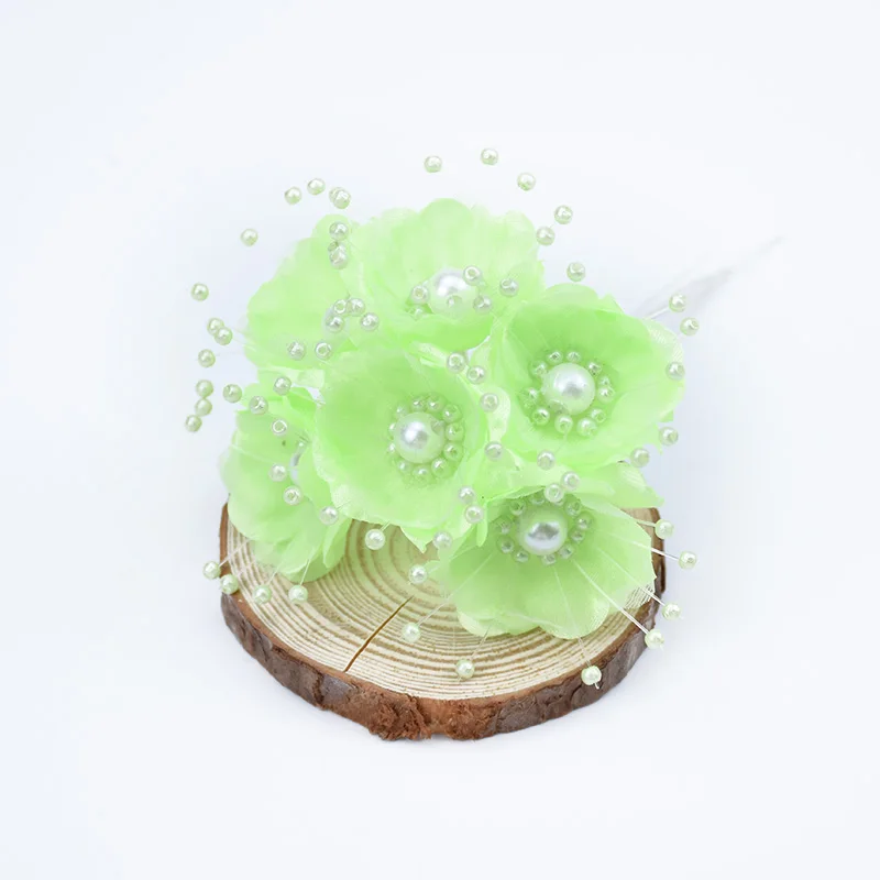 light green 6 шт./набор, искусственные растения, рождественские украшения для дома, свадьбы, сделай сам, венок, подарки, коробка для конфет, шелковые жемчужные декоративные цветы - Цвет: light green