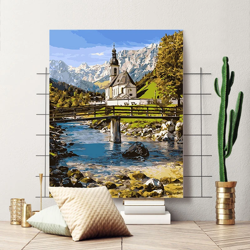 

Водопад, береза, красный лист, лес, пейзаж, картина маслом «сделай сам», цифровая художественная живопись, цифровое украшение для дома, живоп...