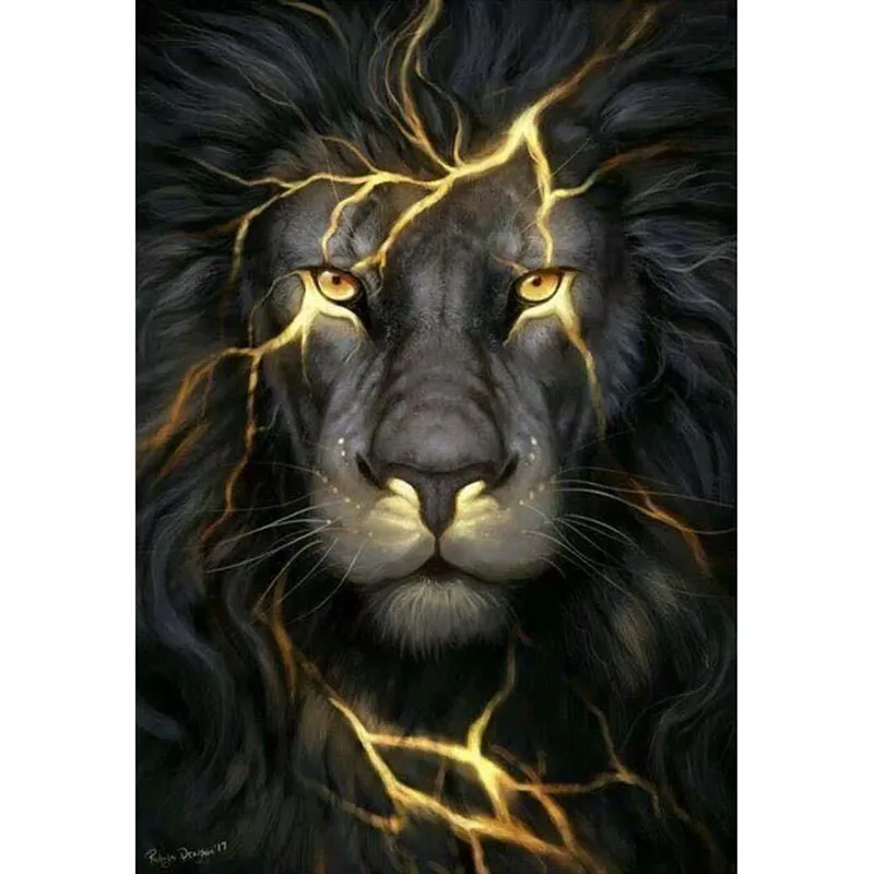 

H1367 dimond painting,embroidery rhinestones,diamond embroidery Black lion